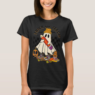 Trick Or Teach Cute Ghost Pumpkin Teacher Hallowee T-Shirt
