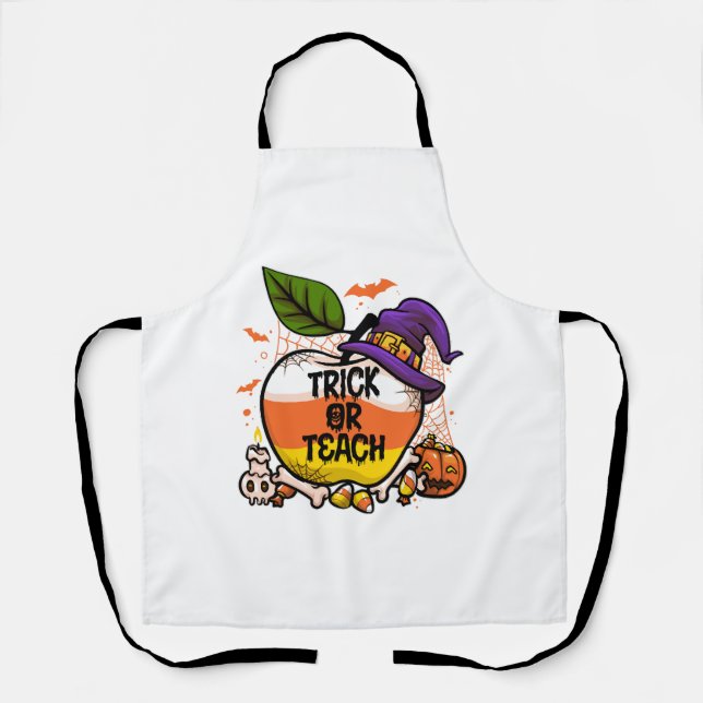 Trick Or Teach Cute Halloween Teacher Costume Men Apron (Front)