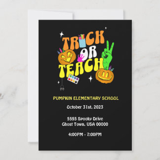 Trick or Teach Editable Pumpkin Invitation