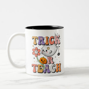 Trick Or Teach Ghost Teacher Halloween Costume Two-Tone Coffee Mug