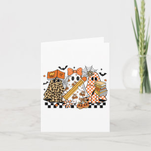 Trick Or Teach Ghost Teacher Halloween Retro Cherr Card