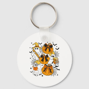 Trick Or Teach Ghost Teacher Halloween Retro Flora Key Ring