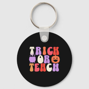 Trick Or Teach Groovy Teacher Halloween Key Ring