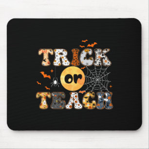Trick Or Teach Groovy Teacher Halloween Retro Flor Mouse Pad