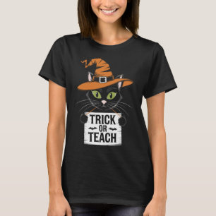 Trick Or Teach Groovy Teacher Halloween Retro Tee