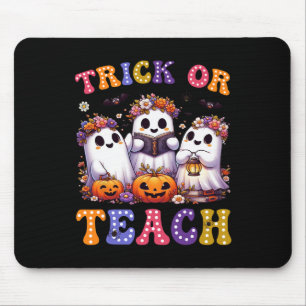 Trick Or Teach Halloween Ghost Pumpkin Spooky Teac Mouse Pad