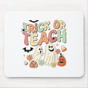 Trick Or Teach Halloween Teacher Groovy Retro Pump Mouse Pad