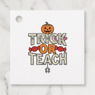 Trick Or Teach Halloween Teacher Vintage Vector De Favour Tags
