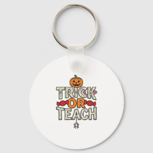 Trick Or Teach Halloween Teacher Vintage Vector De Key Ring