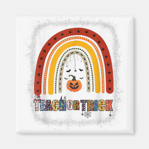 Trick Or Teach Leopard Rainbow Teacher Halloween C Magnet