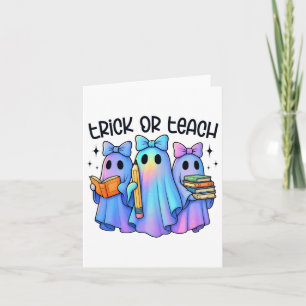 Trick Or Teach Pastel Galaxy Ghost Halloween Spook Card