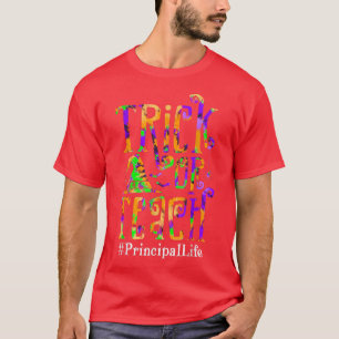Trick Or Teach Principal Life Tie Dye Halloween Co T-Shirt