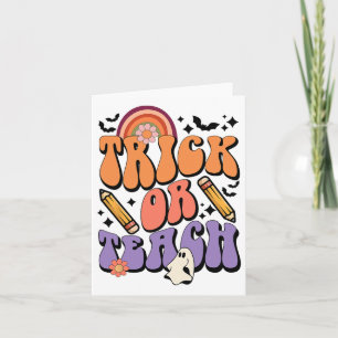 Trick Or Teach Retro Fall Halloween Costumes Teach Card