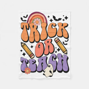 Trick Or Teach Retro Fall Halloween Costumes Teach Fleece Blanket