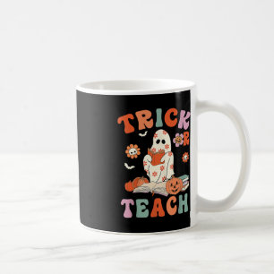 Trick Or Teach Retro Groovy Floral Ghost Teacher H Coffee Mug