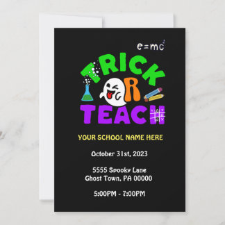 Trick or Teach School Ghost Invitation