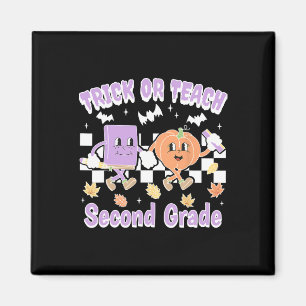 Trick Or Teach Second Grade Teacher Book Pumpkin H Magnet