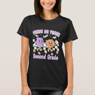 Trick Or Teach Second Grade Teacher Book Pumpkin H T-Shirt