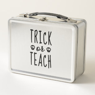 Trick or Teach Shirt, Halloween Teacher Shirt Metal Lunch Box