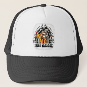 Trick Or Teach Teacher Halloween Rainbow Pumpkin L Trucker Hat