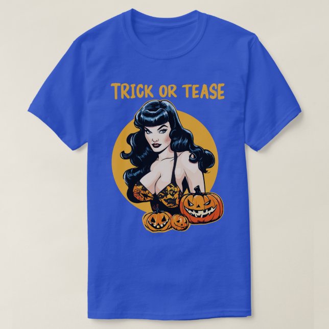 trick or tease halloween pinup T-Shirt (Design Front)