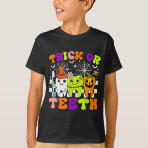 Trick Or Teeth Funny Dental Halloween Costumes Tre T-Shirt