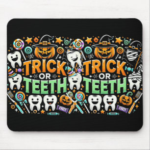 Trick Or Teeth Funny Dentist Halloween Dental Hygi Mouse Pad