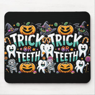 Trick Or Teeth Funny Dentist Halloween Dental Hygi Mouse Pad