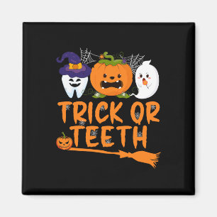 Trick Or Teeth Funny Dentist Halloween Dental Squa Magnet