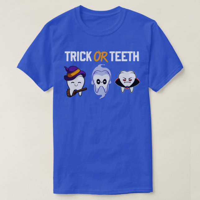 Trick Or Teeth Halloween Costume Funny Doctor Trea T-Shirt (Design Front)