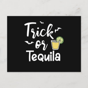 Trick Or Tequila Halloween Pumpkin Horror Scary Gi Postcard