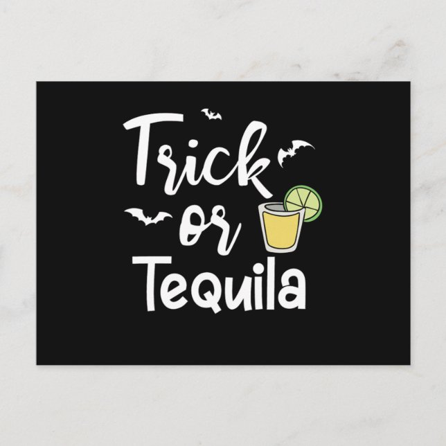 Trick Or Tequila Halloween Pumpkin Horror Scary Gi Postcard (Front)