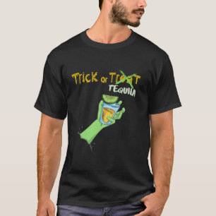 Trick or Tequila Zombie Funny Halloween Drinking P T-Shirt