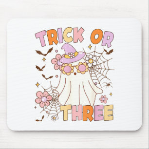 Trick Or Three Cute Ghost Groovy 3rd Birthday Spoo Mouse Pad