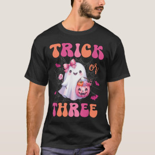 Trick Or Three Halloween 3 Years Old Ghost Birthda T-Shirt