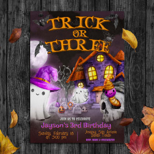Trick or Three - Spooky 3rd Birthday Invitation