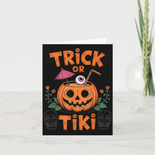 Trick or Tiki Funny Halloween Cocktail Party Card