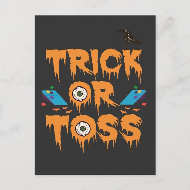 Trick or Toss Funny Spooky Halloween Cornhole Gift Postcard (Front)
