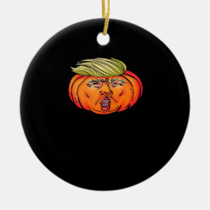 Trick Or Treason Anti Halloween Pumpkin Trumpkin  Ceramic Ornament