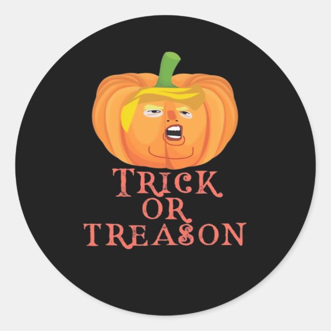 Trick Or Treason Halloween Impeach Trumpkin Design Classic Round Sticker (Front)