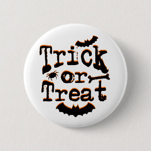 trick or treat 6 cm round badge