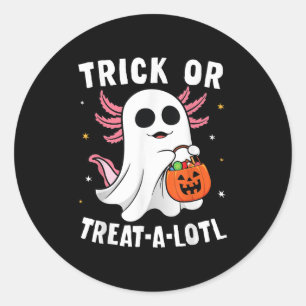 Trick Or Treat A Lotl Axolotl Halloween Costume To Classic Round Sticker