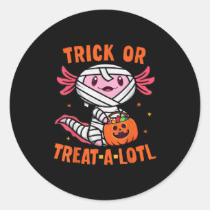 Trick Or Treat A Lotl Axolotl Halloween Costume To Classic Round Sticker
