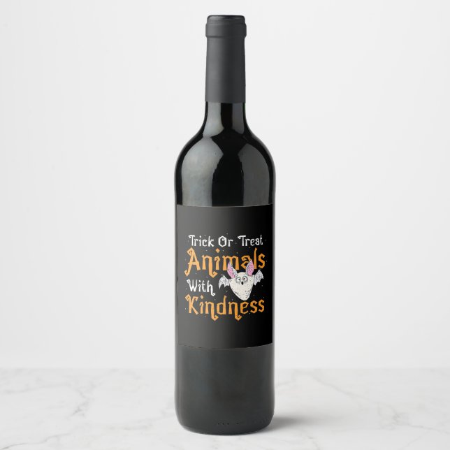 Trick Or Treat Animals With Kindness Wine Label (Front)