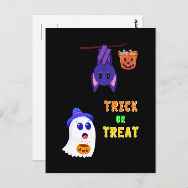 Trick Or Treat Bats Candy 31 UK October Halloween Postcard (Front/Back)
