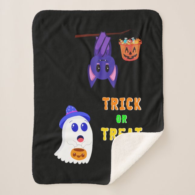Trick Or Treat Bats Candy 31 UK October Halloween Sherpa Blanket (Front)