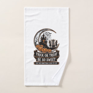 Trick Or Treat Be So Sweet Halloween Moon Witches_ Hand Towel