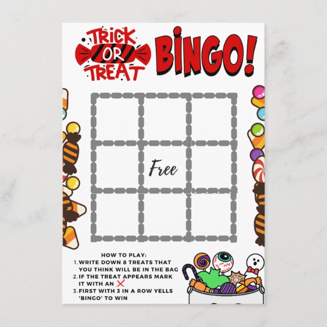 Trick or Treat Bingo Enclosure Card (Front)