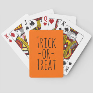 Trick-or-Treat Black and Orange Halloween Theme Playing Cards