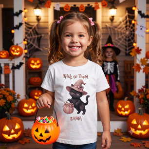 Trick or Treat Black Cat Candy Bucket Baby T-Shirt